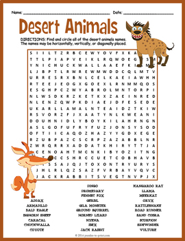 desert animals word search puzzle by puzzles to print tpt