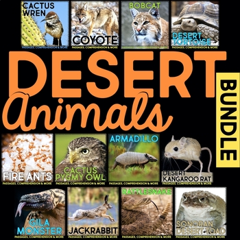 Preview of Desert Animals BUNDLE: Nonfiction Animal Research, Comprehension & Vocabulary