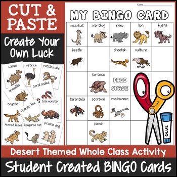 Preview of Desert Animals Bingo | Cut and Paste Activities Bingo Template