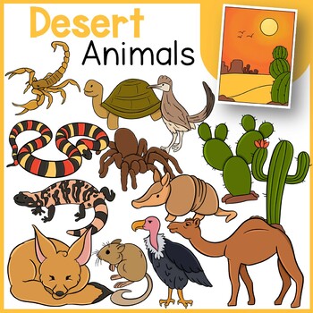 Desert Animals Clip Art | Armadillo, Camel, Scorpion, Tarantula, Vulture