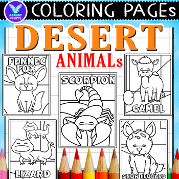 Preview of Desert Animals Coloring Pages & Writing Paper Art Activities ELA No PREP