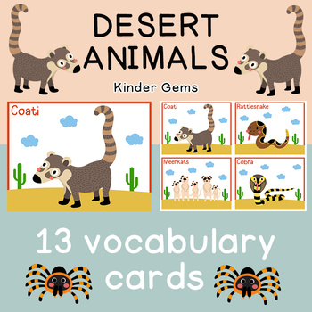Desert Animals Flash Cards by Kinder Gems Store | TPT
