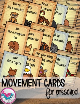 Preview of Desert Animals Movement Cards for Preschool and Brain Break Transition Activity