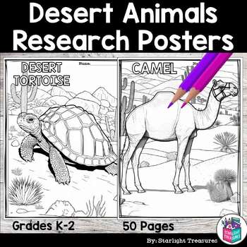 Preview of Desert Animals Research Posters, Coloring Pages - Animal Research Project