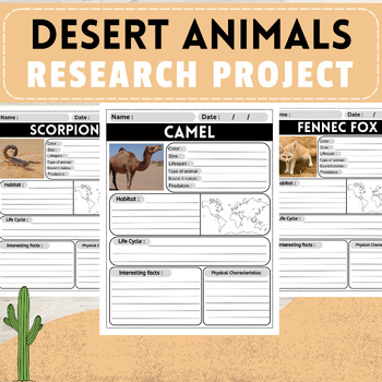 Preview of Desert Animals Research Project Templates | Informational Report Writing