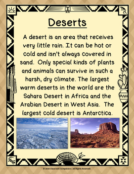 Desert Biome Habitat Science Pack (Worksheets, Vocabulary, Chart