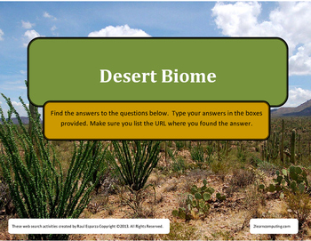 Preview of Desert Biome Search for Print, TpT Digital Activity Distance Learning