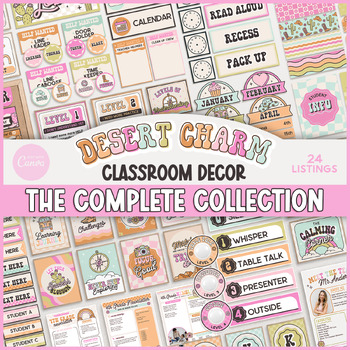 Preview of Desert Charm Classroom Decor Complete Collection Bundle