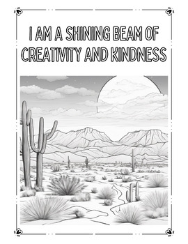 Preview of Desert Coloring Page with Affirmation