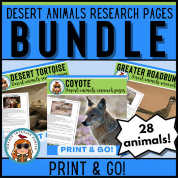 Preview of Desert Animals research and information pages 28 animal bundle