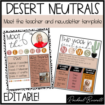 Preview of Desert Neutrals: The One With The Newsletter & Meet The Teacher Template