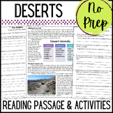 Desert Habitat Reading Comprehension Passage, Questions, W