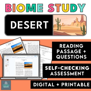 Preview of Desert  |  Reading Passage + Question Set  |  Earth's Land Biomes  |  Science