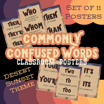 Preview of Desert Sunset Classroom Posters: Commonly Confused Words Visual Aid