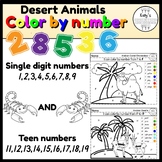 Desert animals Color by number single digit and teen numbe