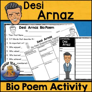 Preview of Desi Arnaz Biography Poem Activity and Writing Paper