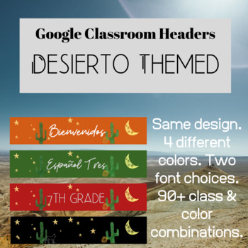 Preview of Desierto Themed Google Classroom Banners (Spanish Google Classroom Headers)