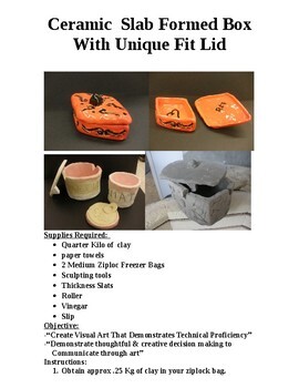 Preview of Clay Design; Build  A Ceramic Slab Formed Container With "Lockable" Lid!