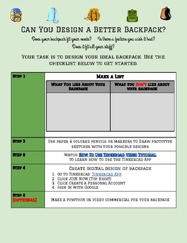 Preview of Design Challenge - Design a Better Backpack