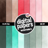Watercolor Digital Papers for Backgrounds/Slides/Scrapbook