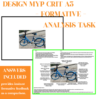 Preview of Design MYP Criterion A3 - Analysis - Task