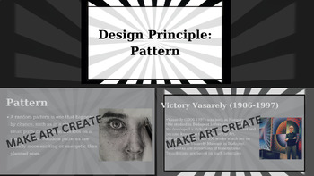 Preview of Design Principle: Pattern & Victor Vasarely Presentation and Art Assignment