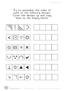 design sequences 4 blocks visual sequential memory worksheets