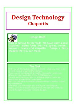 Preview of Design Technology Booklet for making Chapattis