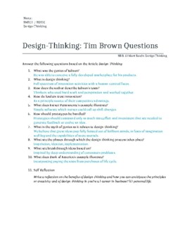 Preview of Design Thinking HBR Activity and Questions