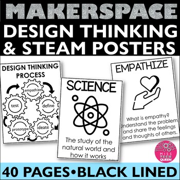 Preview of Design Thinking Process Posters Makerspace Decor STEM STEAM Bulletin