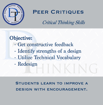 Preview of Design Thinking Projects: Peer Critiques/Technical Vocabulary in CTE/STEM/STEAM.