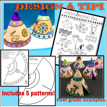 Preview of Design a Native American Tipi 3/D Craft. 5 Tepee Craft Patterns.