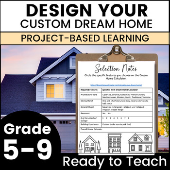 Preview of Design Your Dream Home - Middle & High School Project Based Learning Unit PBL