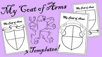 Preview of FREE Design Your Own Coat of Arms (Three Templates)  / Heraldry Activity