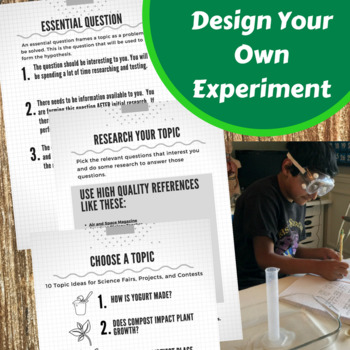 Preview of Design Your Own Experiment.  Guided Workbook/ Worksheets on Experimental Design