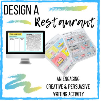 Preview of Design Your Own Restaurant Digital/Print Persuasive Writing- 6th, 7th, 8th Grade