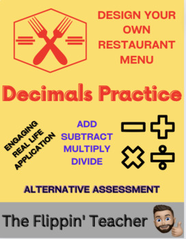 Preview of Design Your Own Restaurant Menu: Project Based Learning Operations with Decimals