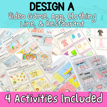 Preview of Design a Video Game, App, Clothing Line, & Restaurant- 6th, 7th, 8th Persuasive