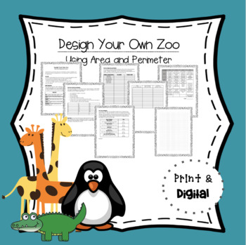 Preview of Design Your Own Zoo - Area and Perimeter Challenge (Project Based Learning)