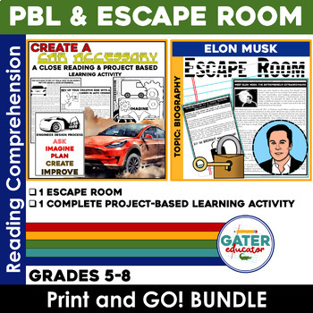 Preview of Escape Room Challenge | Elon Musk Close Reading & Project Based Learning