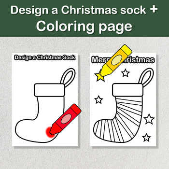 Design a Christmas sock + Christmas coloring page by Hope Learning ESL