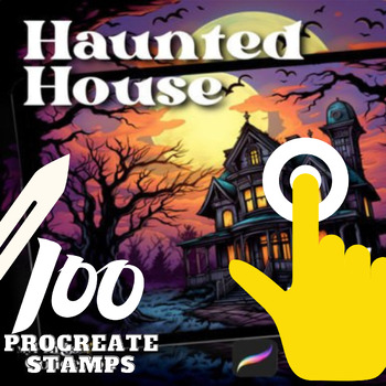 Preview of Design a Digital  haunted house procreate stamp | halloween digital Art Project