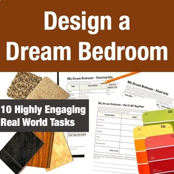 Preview of Design a Dream Bedroom: Real World Math Project for Area, Perimeter and Geometry
