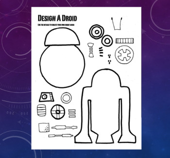 Preview of Design a Droid! Robot design for early finishers or sub plans!