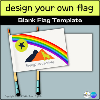 Preview of Design a Flag Canva Template and Project-Based Lesson Plan for ESL, Holiday Art