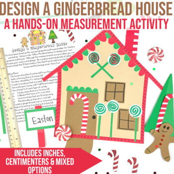 Preview of Design a Gingerbread House - Hands On Measurement January Winter Math Activity