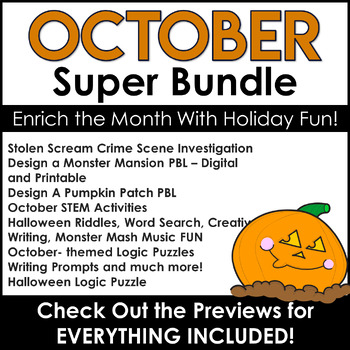 Preview of Design a Haunted House | October CSI | Project Based Learning | Writing BUNDLE