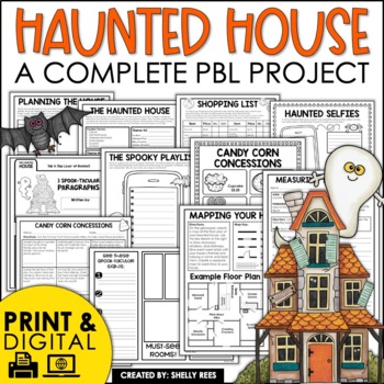 Preview of Design a Haunted House Writing Halloween PBL Math and Writing Project