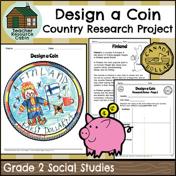 Preview of Country Research Project - Design a Coin (Grade 2 Ontario Social Studies)