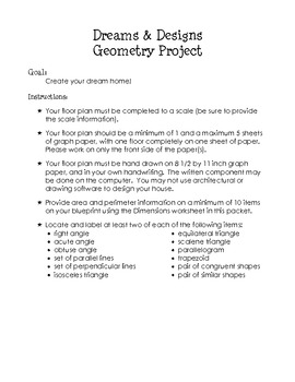 Preview of Design a Home Geometry Project